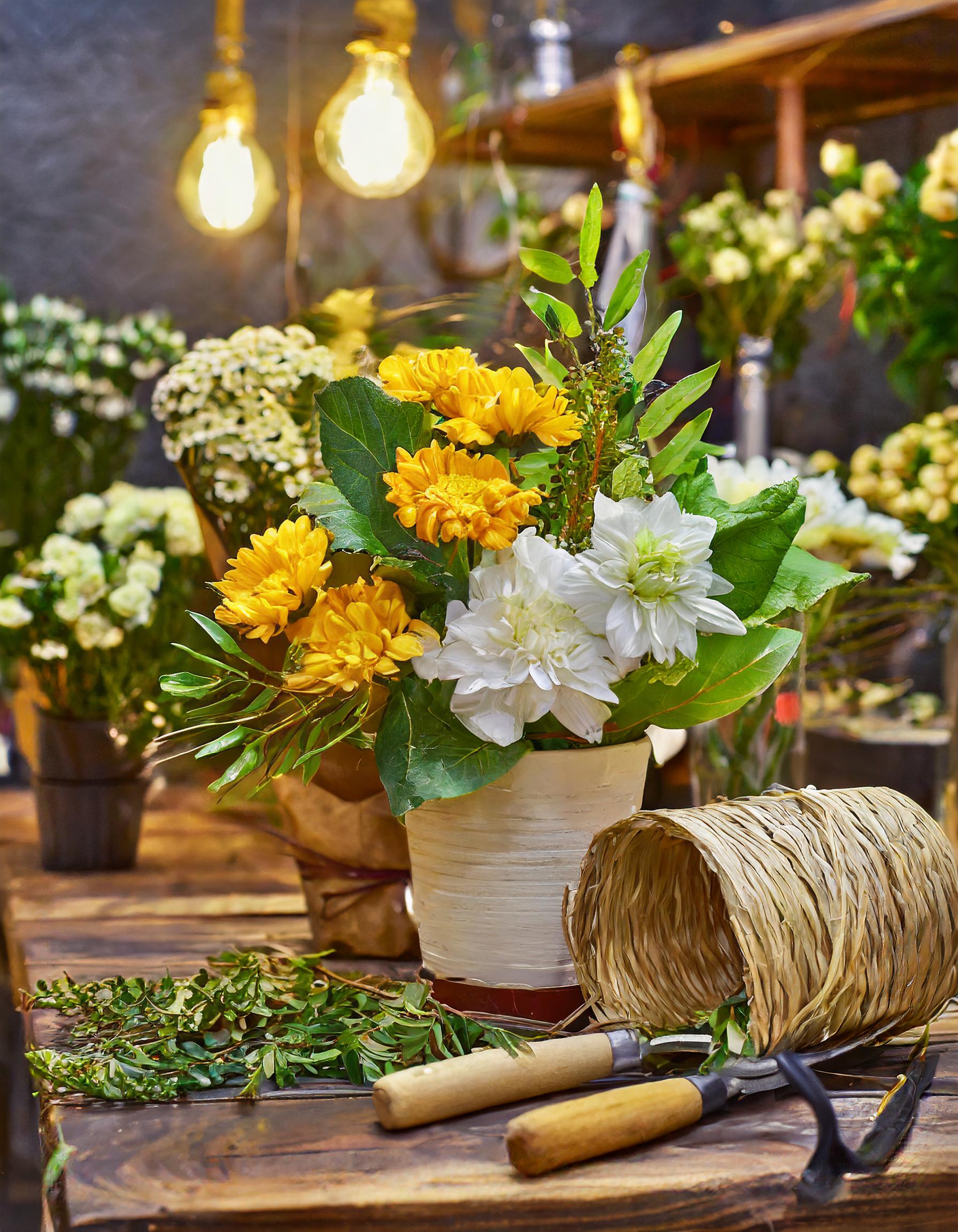 Projekt mit elegantem Blumenarrangement und modernem Design